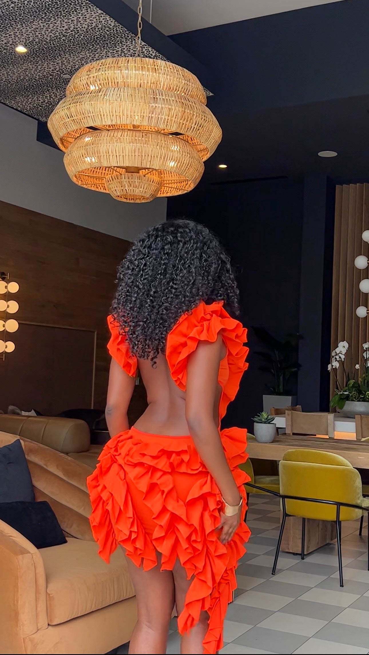Layered Ruffle V-neck Mini Dress