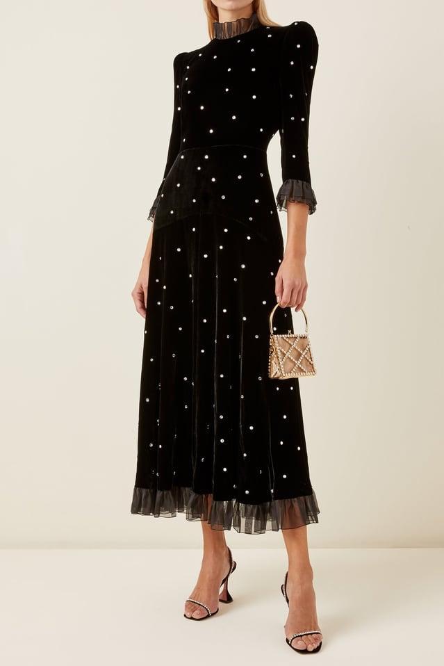 Jolie Diamante Ruffle Velvet Maxi Dress - Sunfere