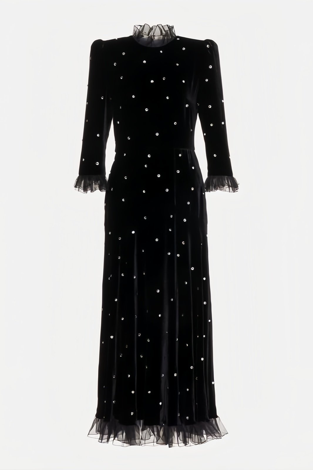 dresses-Jolie Diamante Ruffle Velvet Maxi Dress-SD00209201548-Black-S - Sunfere