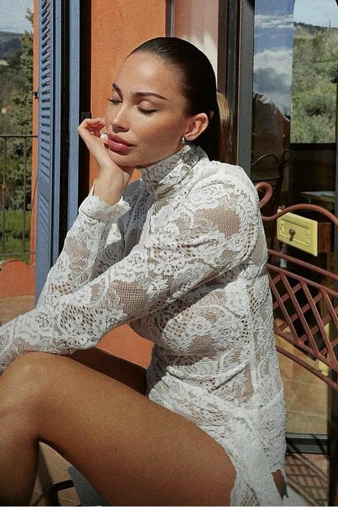 Bonnie High Neck Embroidered Lace Bodysuit