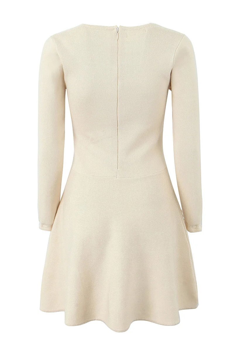 Lillian Square-neck Knit Mini Dress-Sunfere