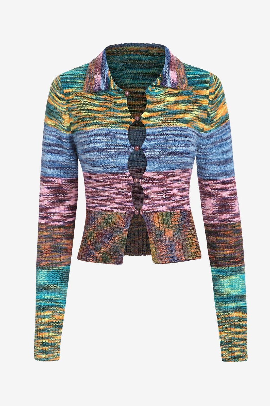 top-Judith Colorblock Knit Sweater Cardigan-SO00611281969-Multi-S - Sunfere
