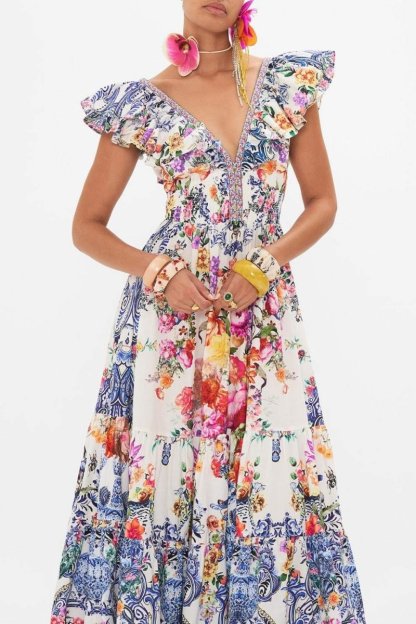 dresses-June Floral Printed Ruffle Maxi Dress-SD00604282741-Multi-S - Sunfere