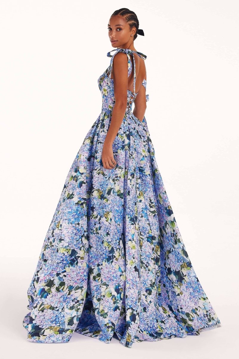 dresses-Kacey Hydrangea Printed Strap Maxi Dress-SD00603212509-Blue-S - Sunfere