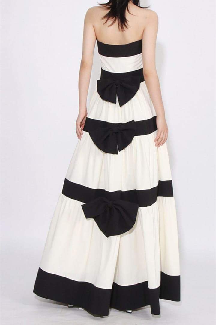 Karen Colorblock Bowknot Maxi Dress-Sunfere