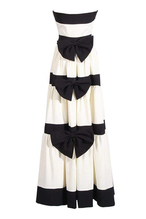 Karen Colorblock Bowknot Maxi Dress-Sunfere