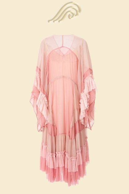 Katie Mesh Gradient Pink Midi Maxi Dress
