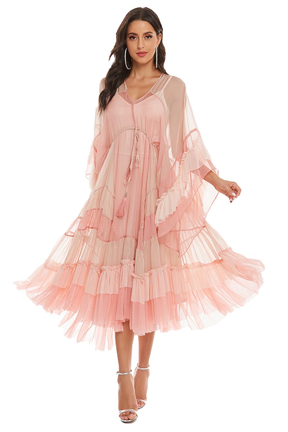 Katie Mesh Gradient Pink Midi Maxi Dress