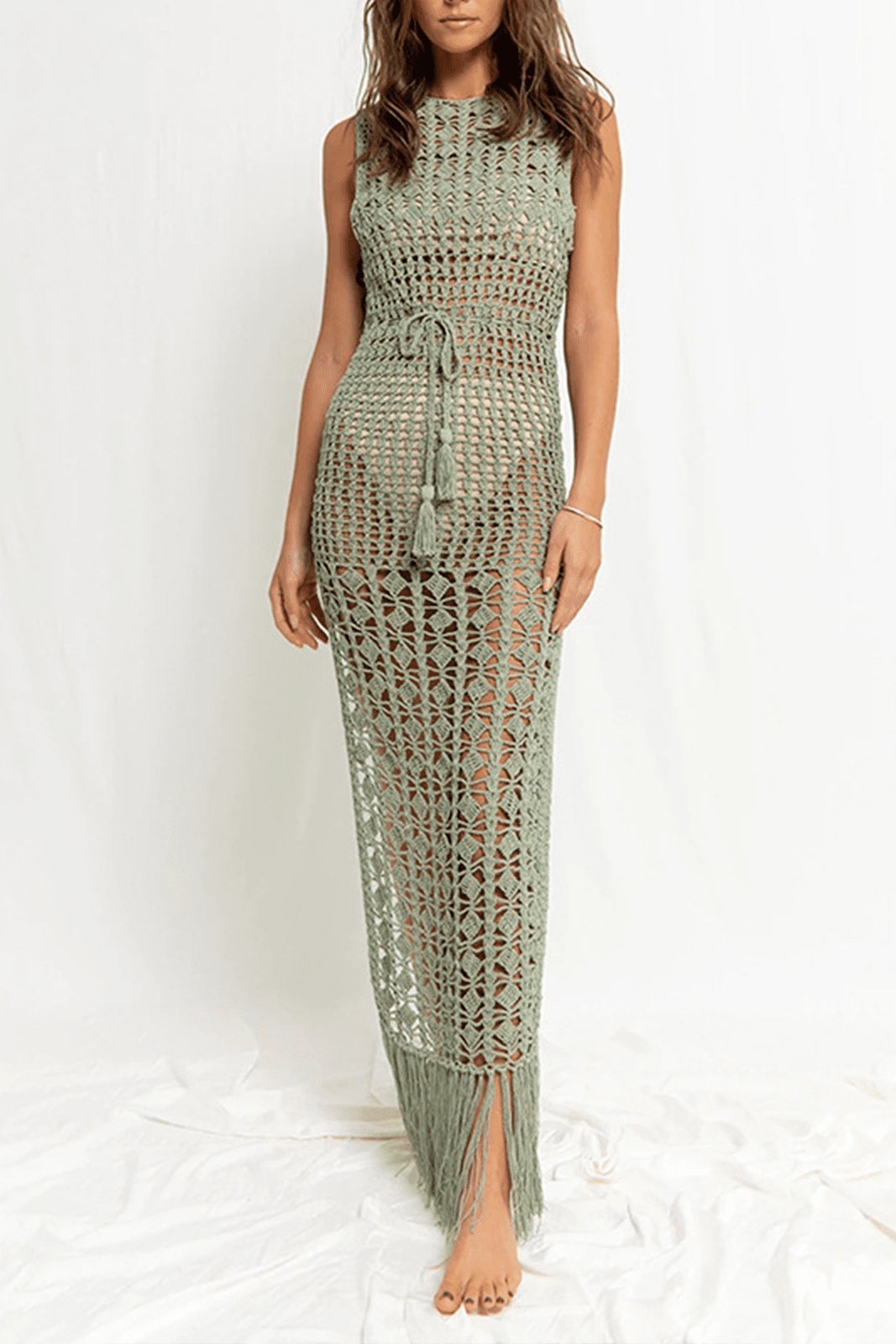 Kay Crochet Lace-up Beach Cover-up-Sunfere