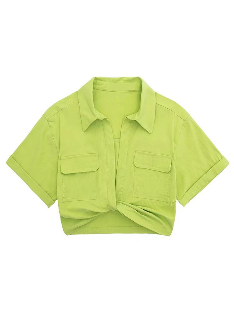 Kay Twisted Crop Linen Blouse