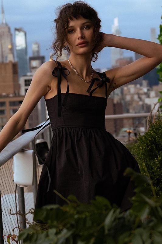 dresses-Kayla Bowknot Shoulder Straps Mini Dress-SD00604122667-Black-S - Sunfere