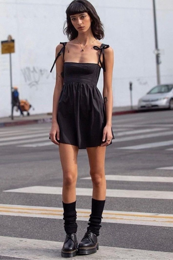 dresses-Kayla Bowknot Shoulder Straps Mini Dress-SD00604122667-Black-S - Sunfere