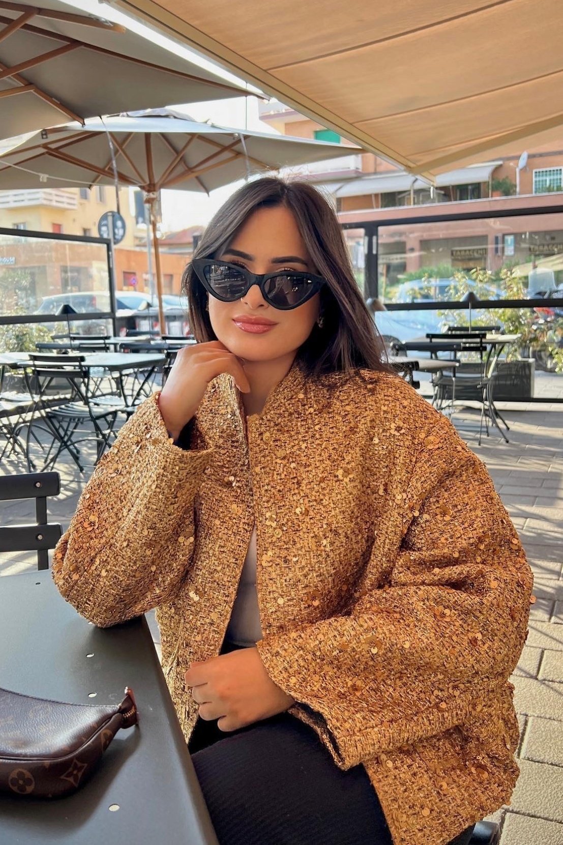 Kimberly Collared Metallic Sequins Jacket-Sunfere Kimberly Collared Metallic Sequins Jacket-Sunfere