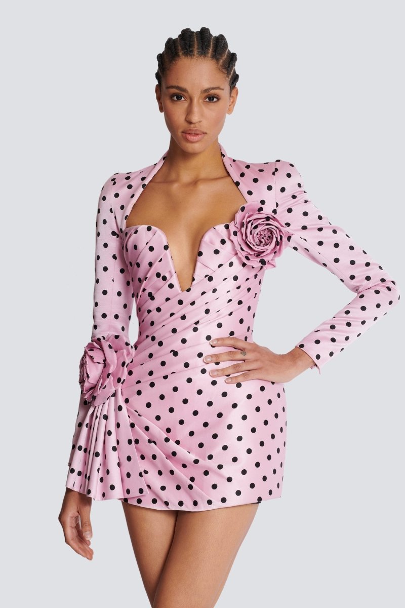 Kristin Polka Dots Sweetheart Mini Dress-Sunfere