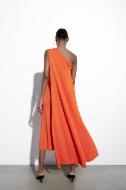 Laura One-shoulder Cape Knit Midi Dress