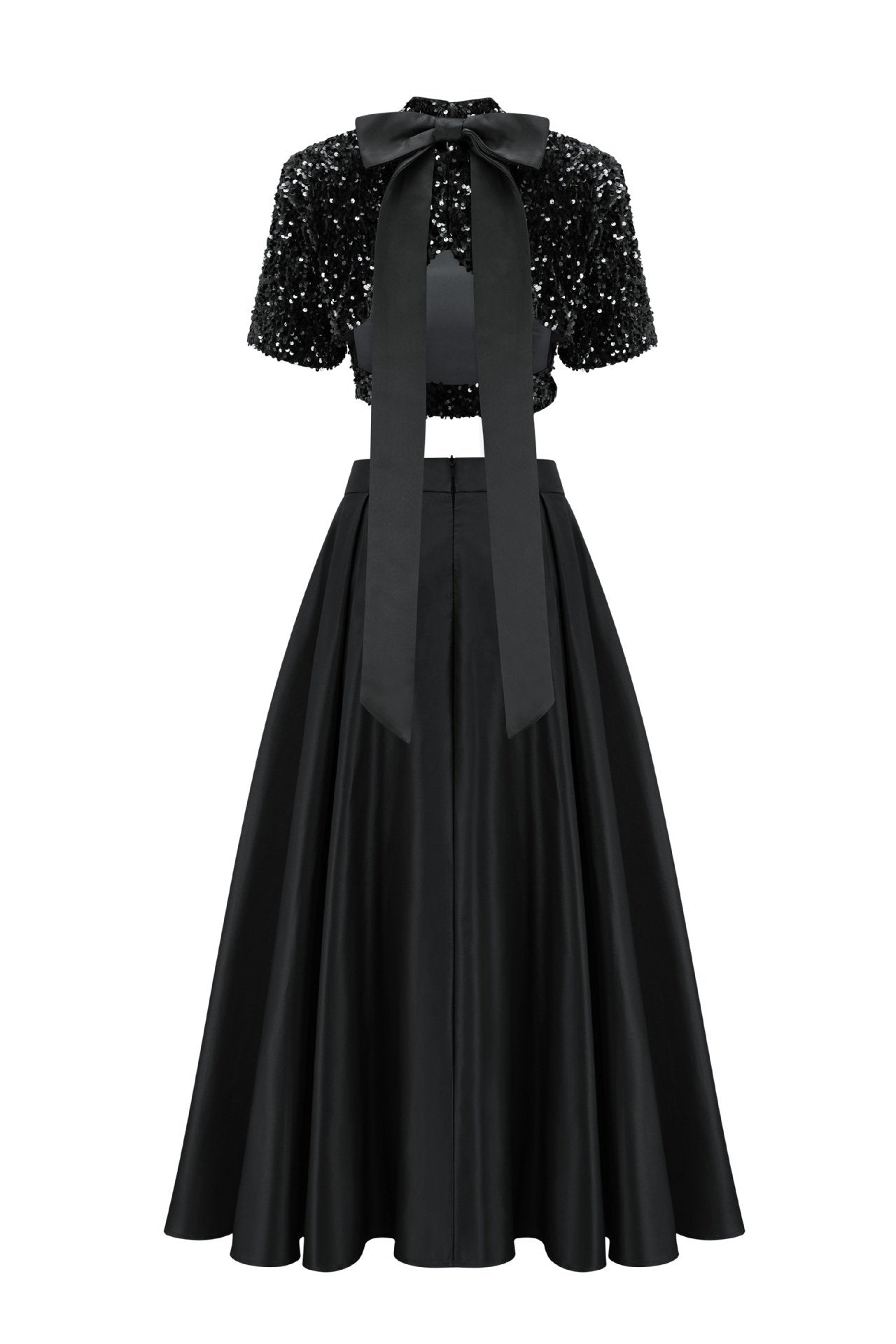 -Leia Bow-tie Sequins Slit Set-SD00211221940-Black-S - Sunfere