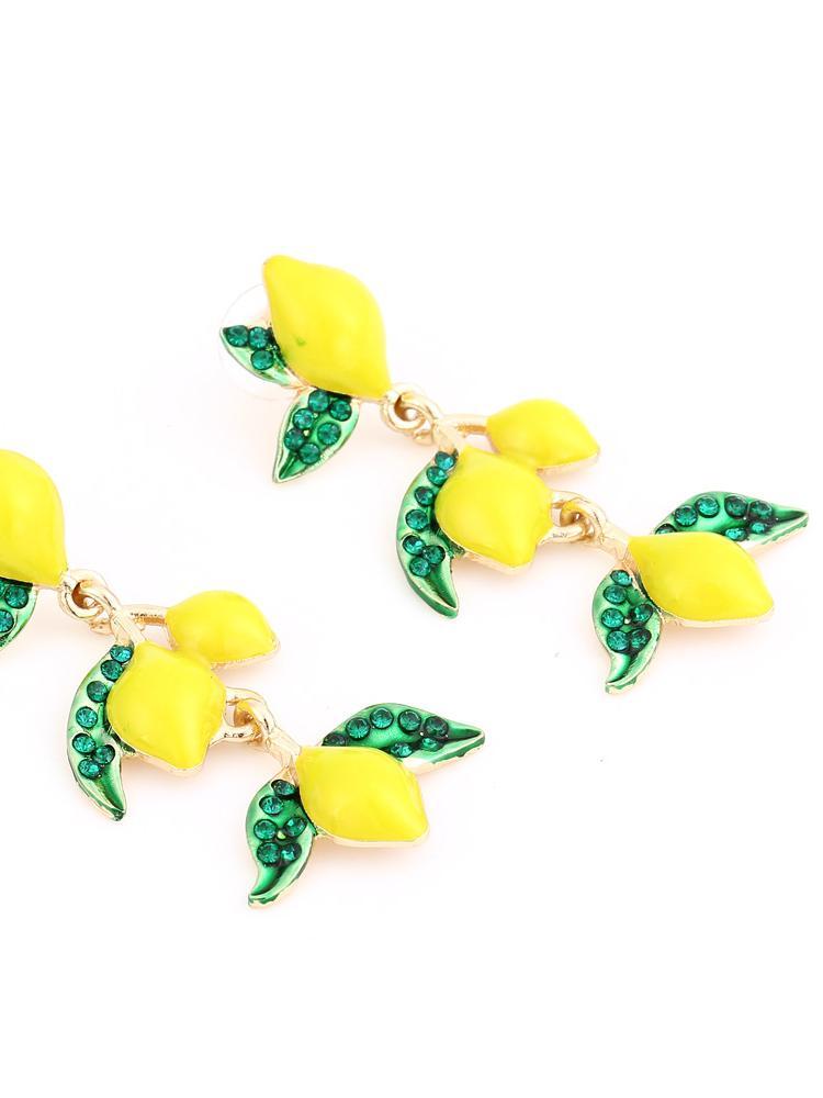 Lemon Tree Diamante Drop Earrings-Sunfere