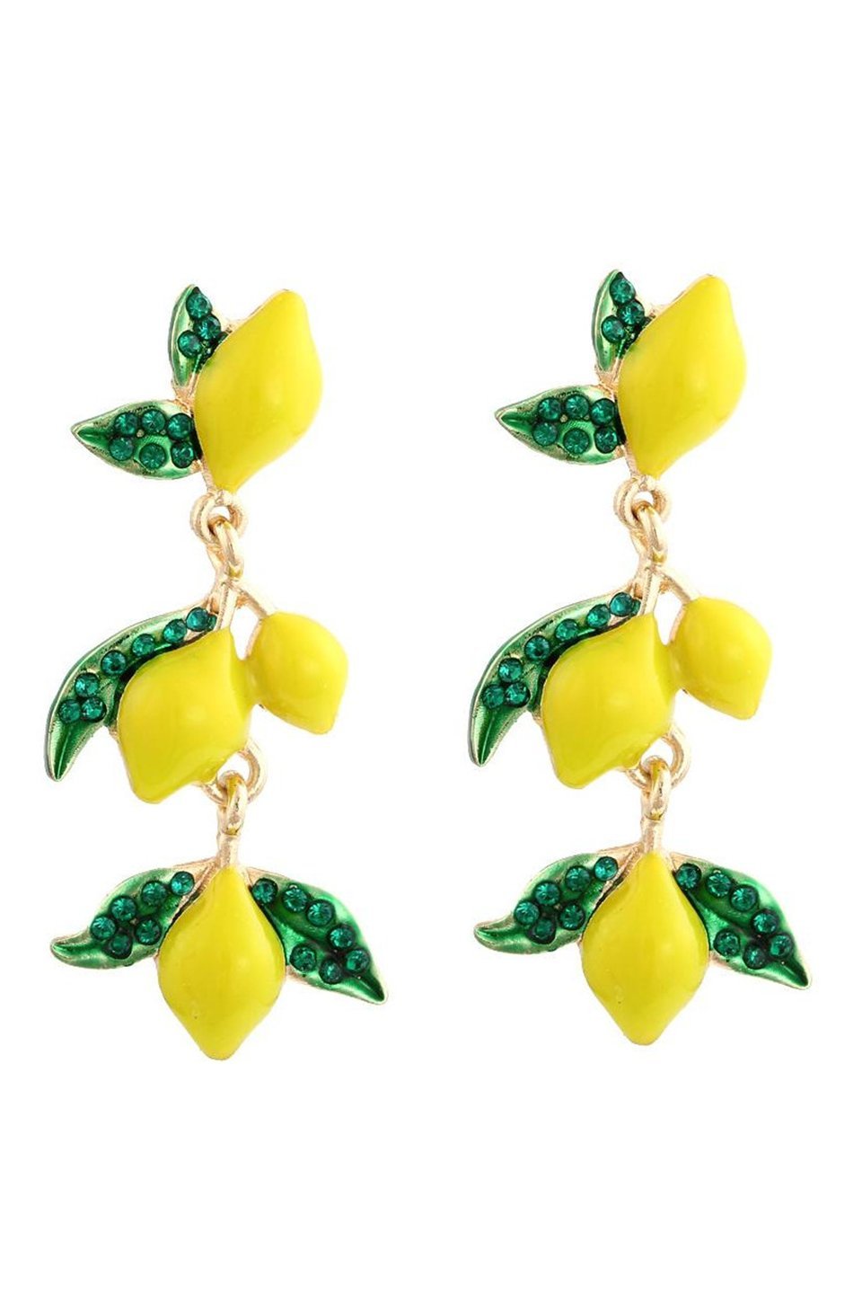Lemon Tree Diamante Drop Earrings-Sunfere