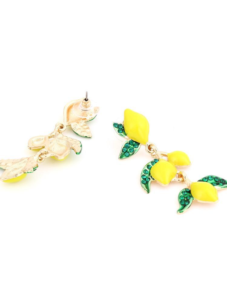 Lemon Tree Diamante Drop Earrings-Sunfere