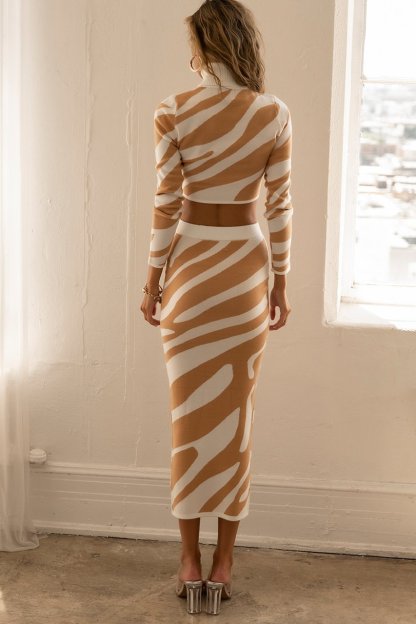 set-Lena Zebra Print Knit Set-SS00212062021-Yellow-S - Sunfere