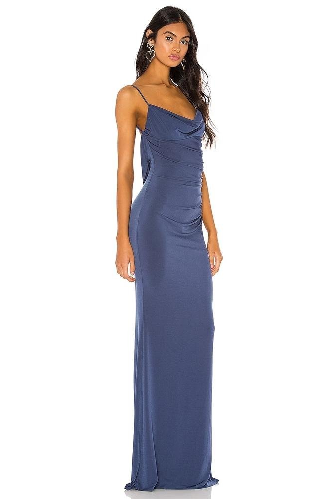 Lila Lace Cowl Neck Backless Maxi Dress-Sunfere