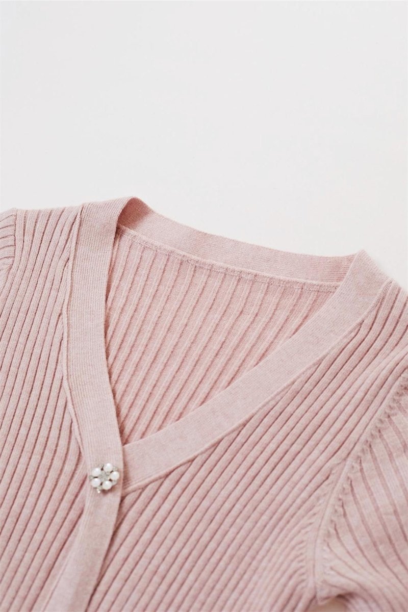 Lillian V-neck Stripe Knit Midi Dress-Sunfere