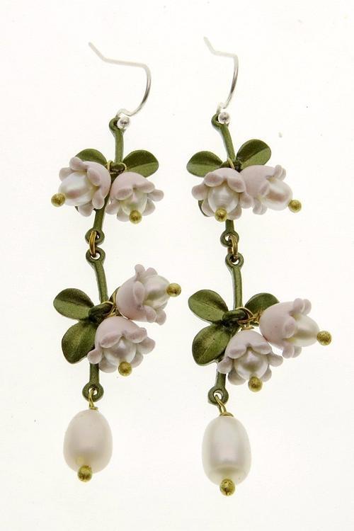 Lilys Leaf Pearl Drop Earrings-Sunfere