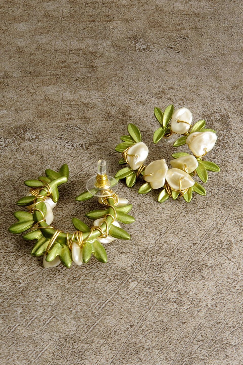 Lilys Leaf Pearl Drop Earrings-Sunfere