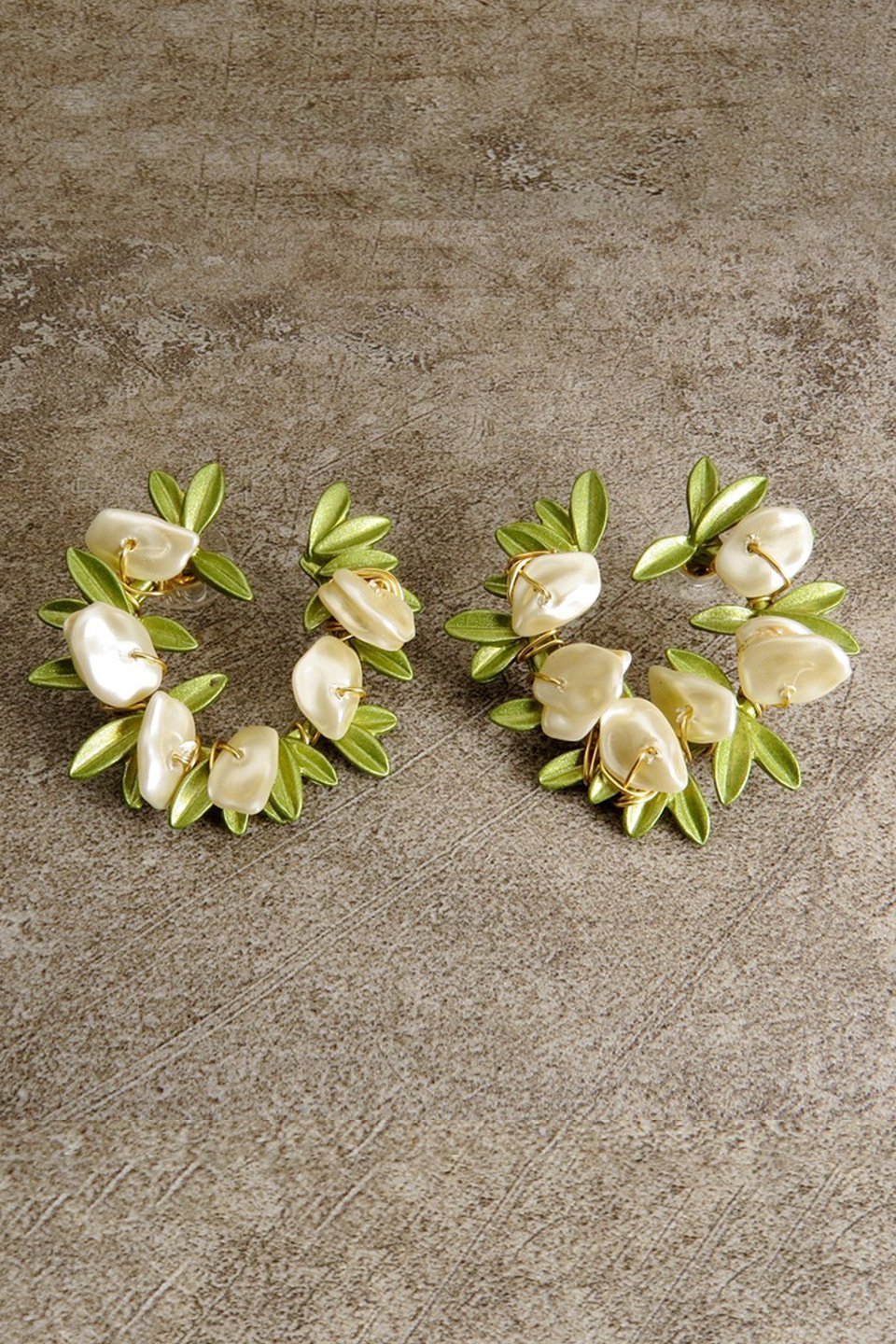 Lilys Leaf Pearl Drop Earrings-Sunfere