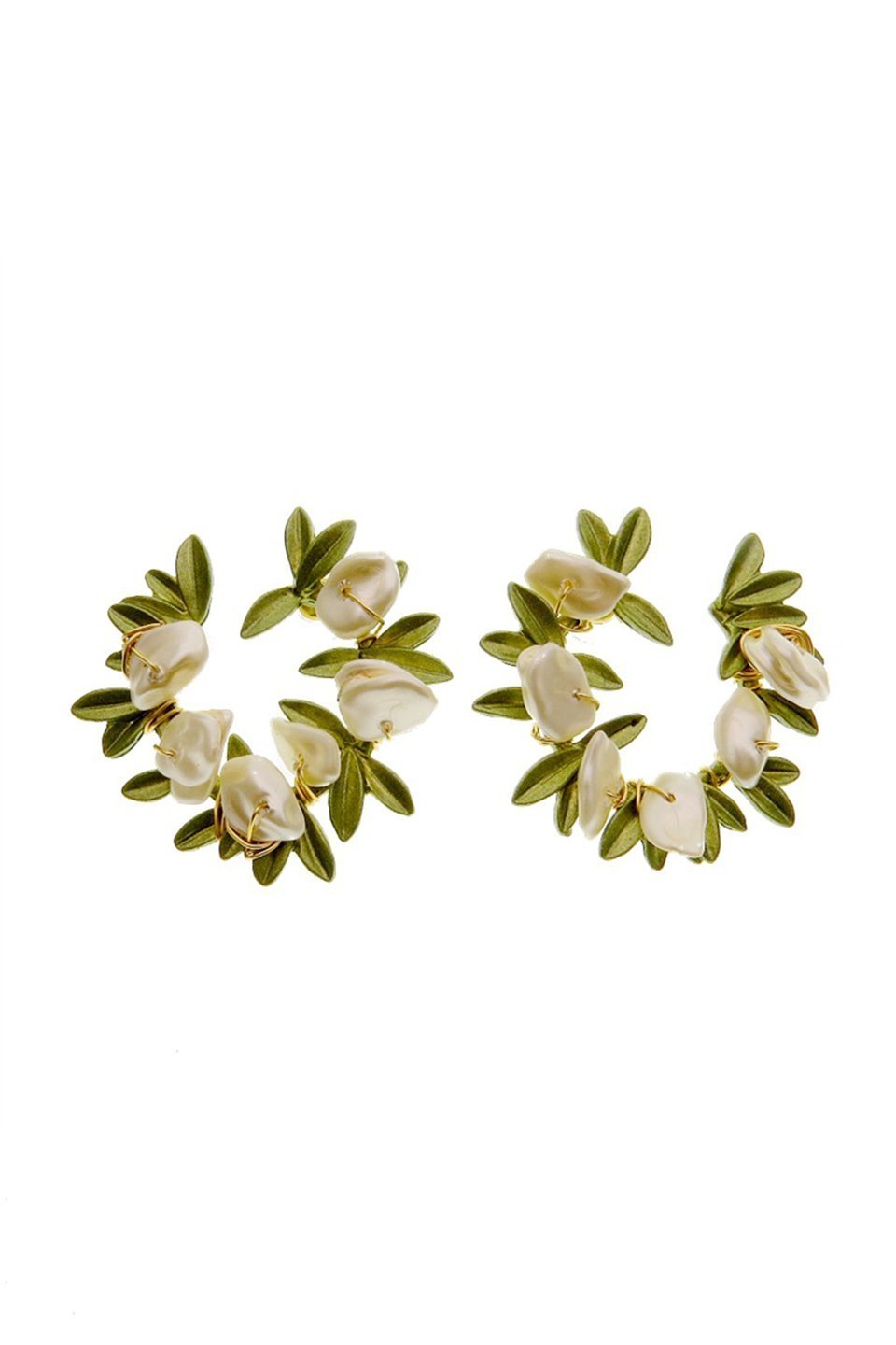 Lilys Leaf Pearl Drop Earrings-Sunfere