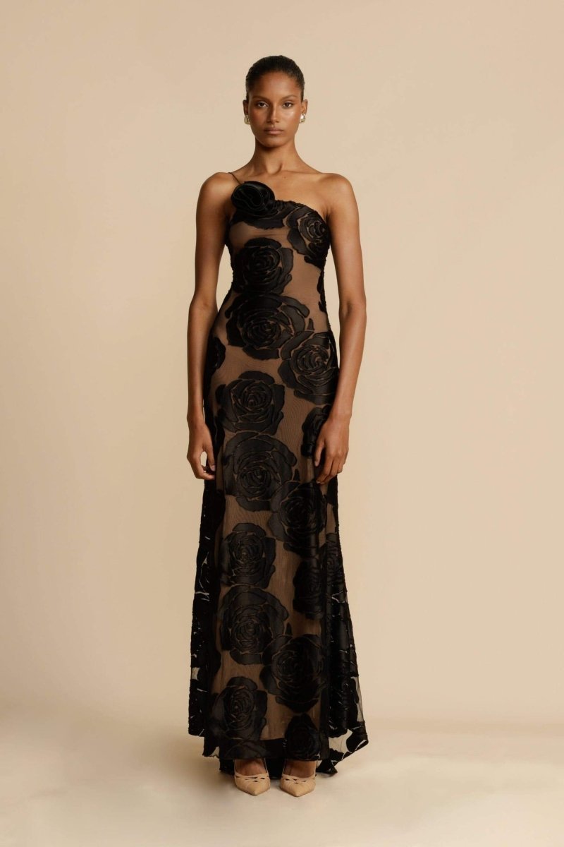 ★sincethen★ Black Daisy Long Dress Black daisy long dress – SINCETHEN