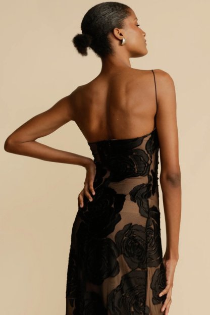 dresses-Lindsay Floral Printed One Shoulder Maxi Dress-SD00604022606-Black-S - Sunfere