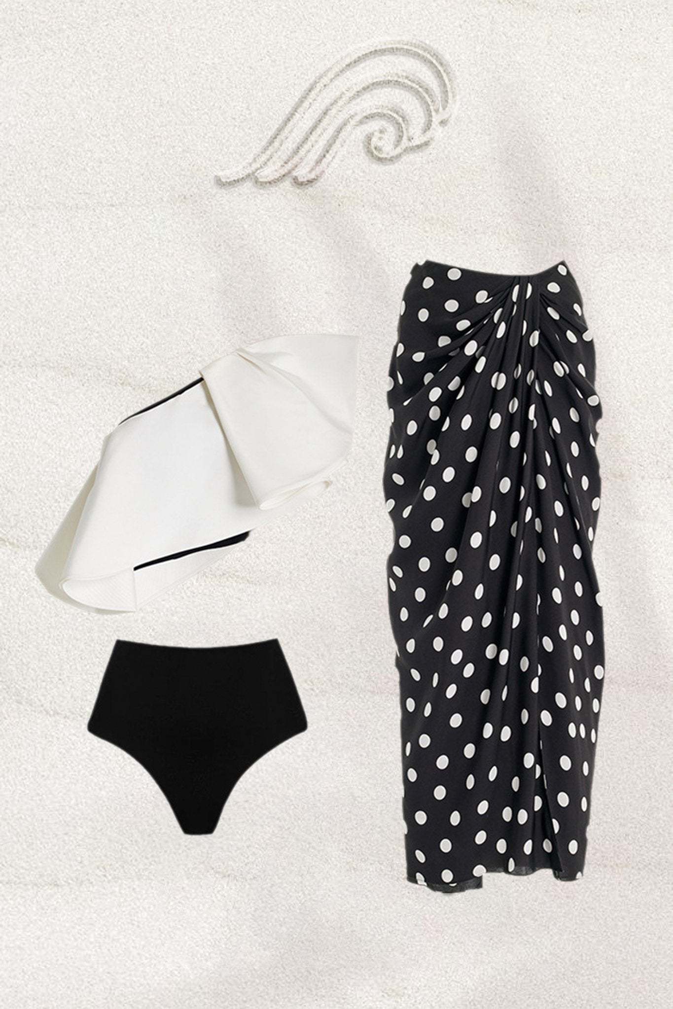 Lindsay One-Shoulder Polka Dot Swim Set-Sunfere