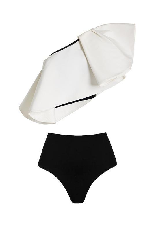 swimwear-Lindsay One-Shoulder Polka Dot Swim Set-SW00603042398-Black-S - Sunfere