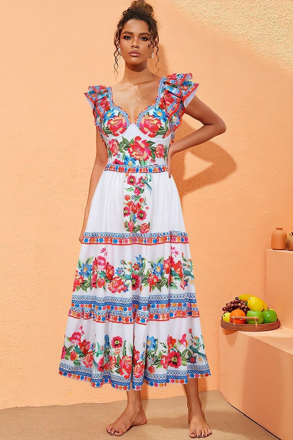 [THE MUSEUM VISITOR]STAR-PATTERNED RUFFLE ONEPIECE(2色) Livia Vintage Floral Printed Two-pieces Swim Set-Sunfere
