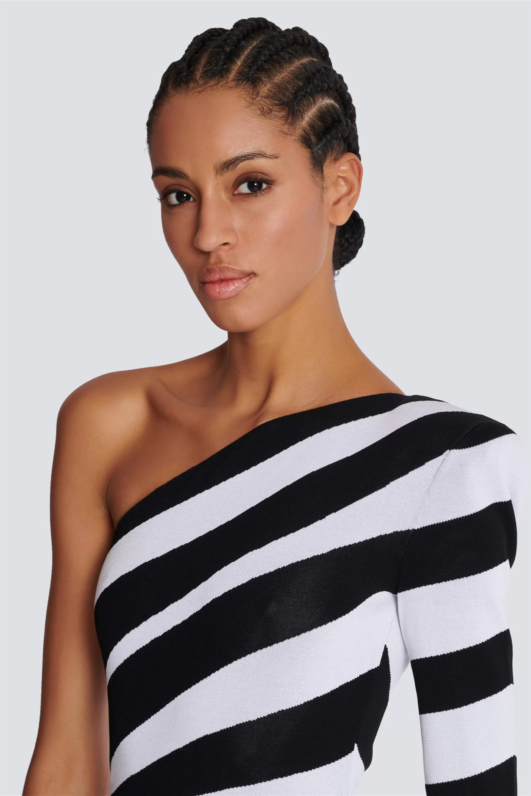 Kimberley One Shoulder Striped Knit Maxi Dress-Sunfere