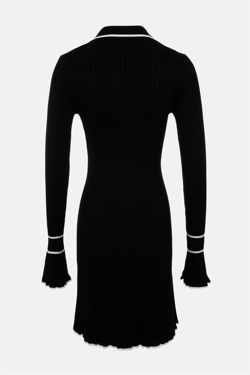 Louise Contrast Ruffle Knit Mini Dress-Sunfere