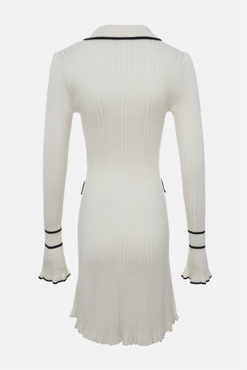 Louise Contrast Ruffle Knit Mini Dress