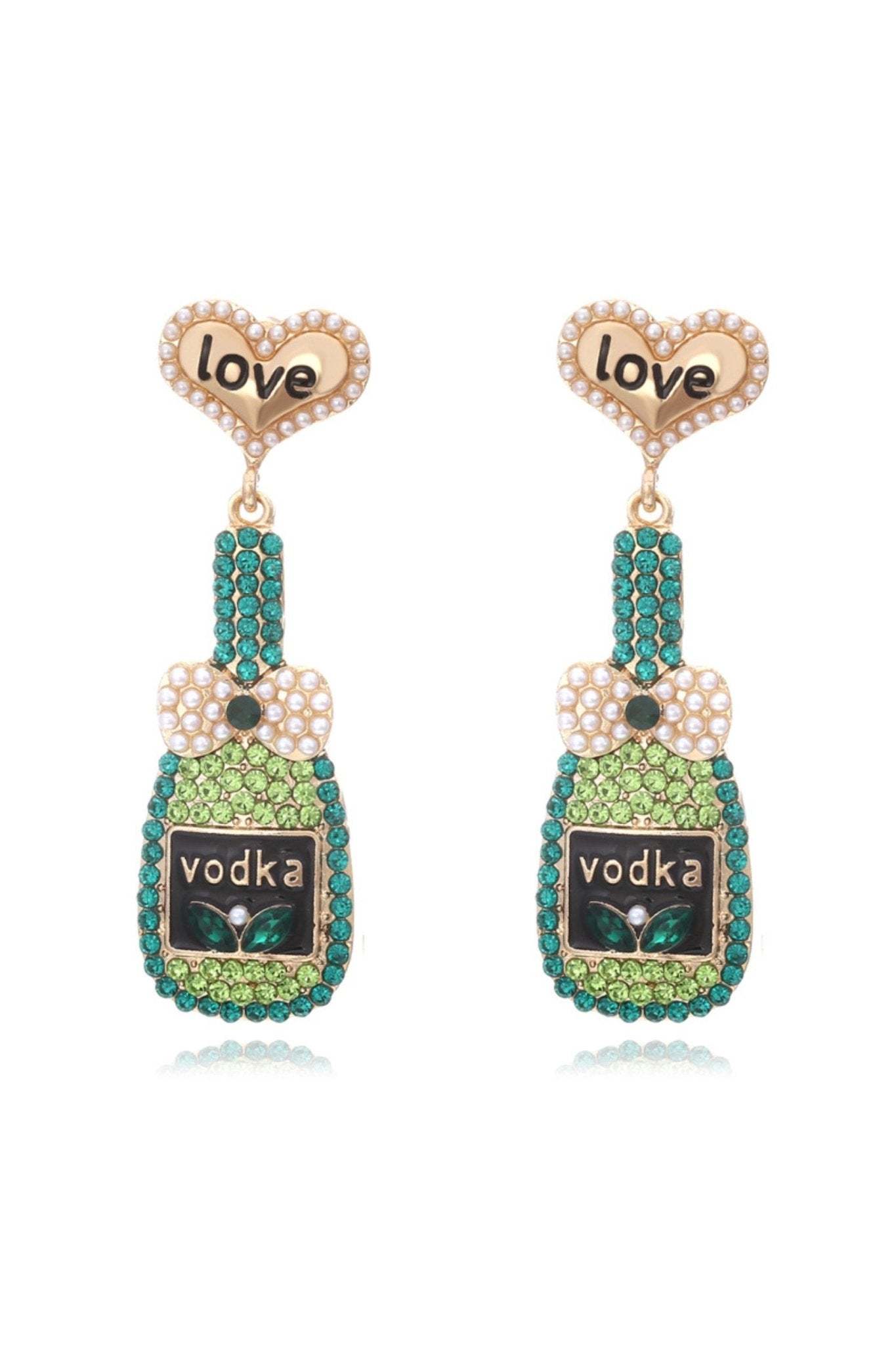 Love Bottle Diamante Pendant Earrings
