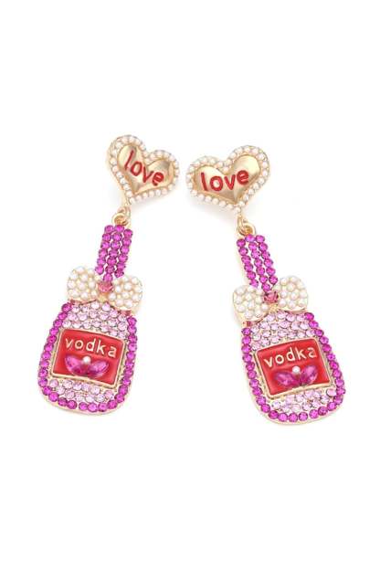 Love Bottle Diamante Pendant Earrings