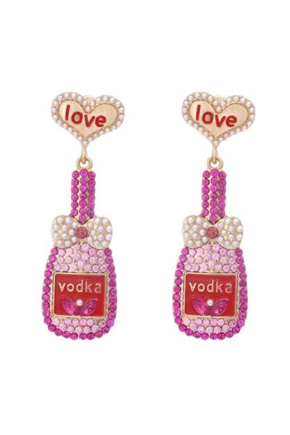 Love Bottle Diamante Pendant Earrings