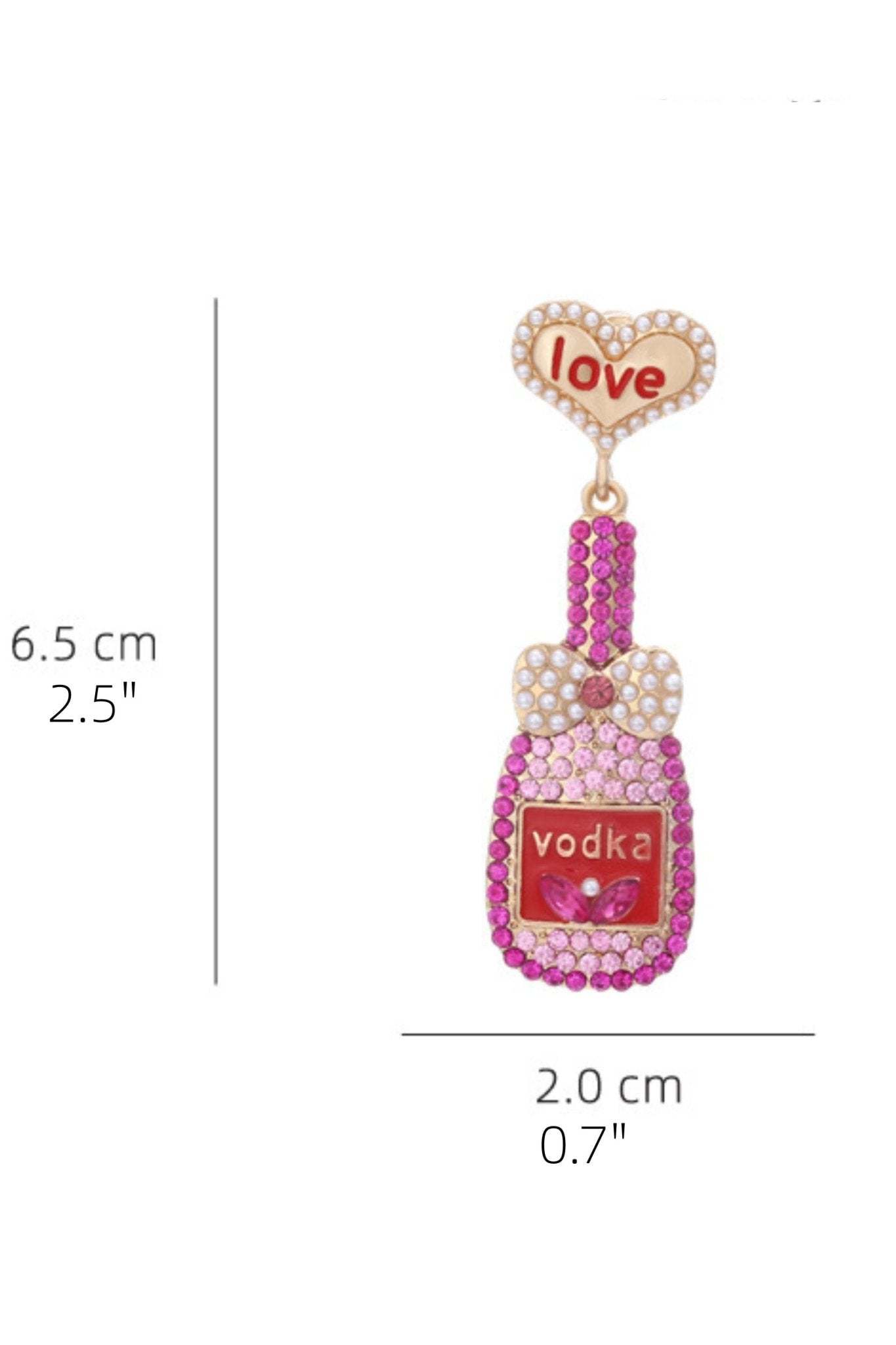 Love Bottle Diamante Pendant Earrings-Sunfere