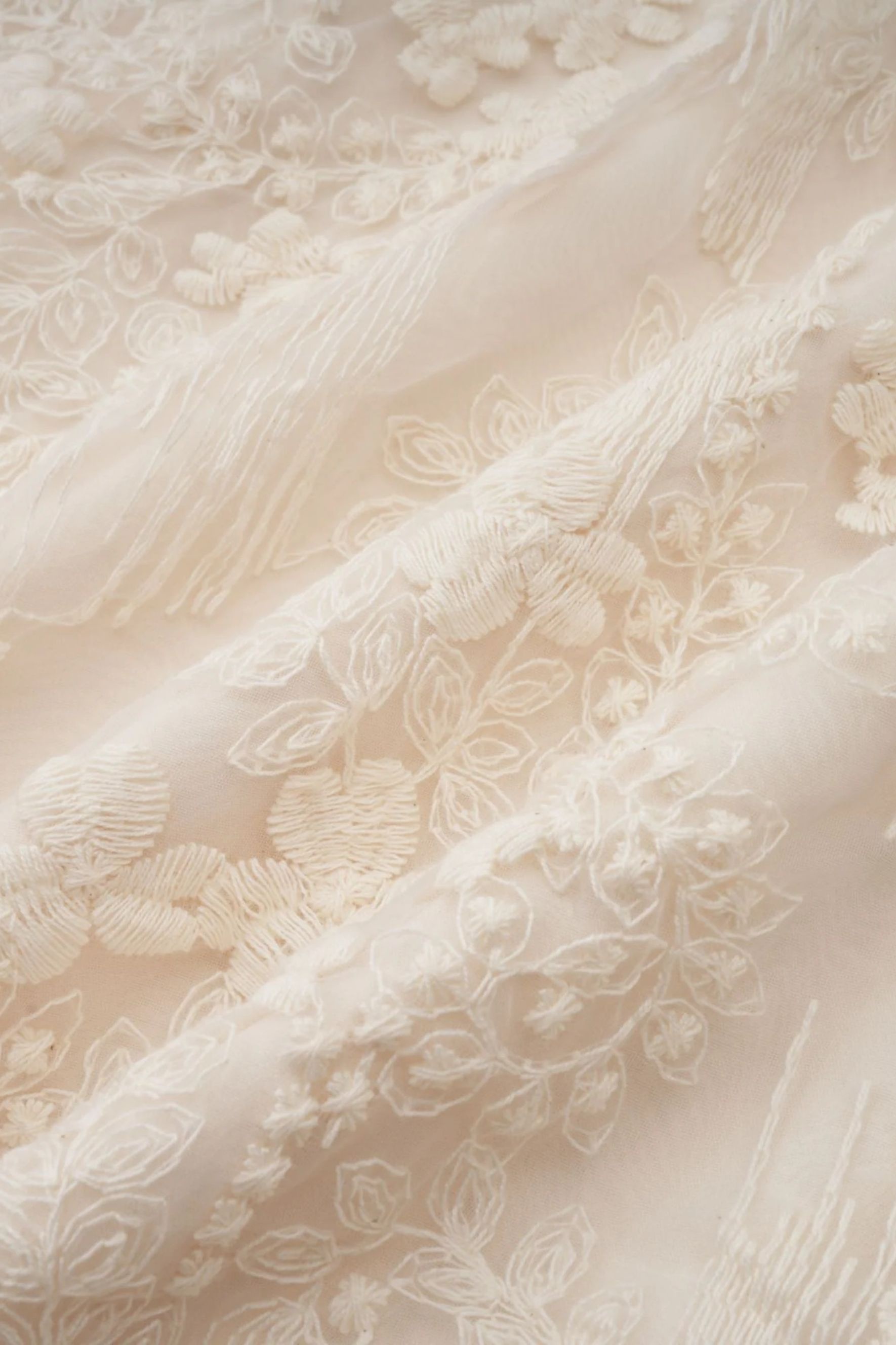 Madeline V-Neck Lace Embroidered Midi Dress