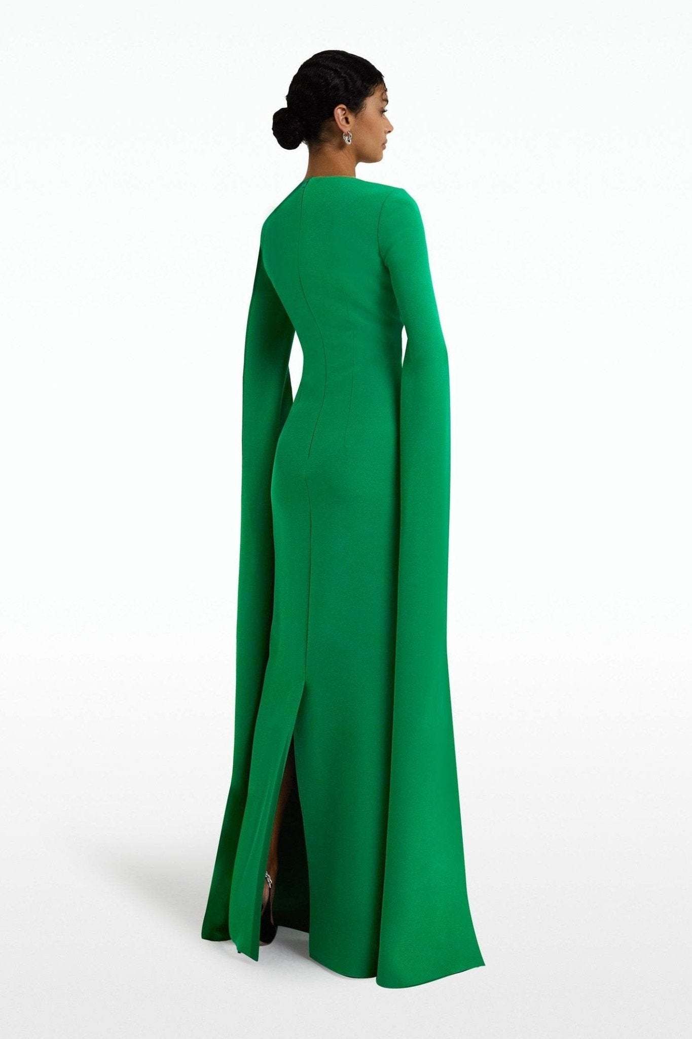 Madge Pointed Collar Long Sleeves Maxi Dress-Sunfere