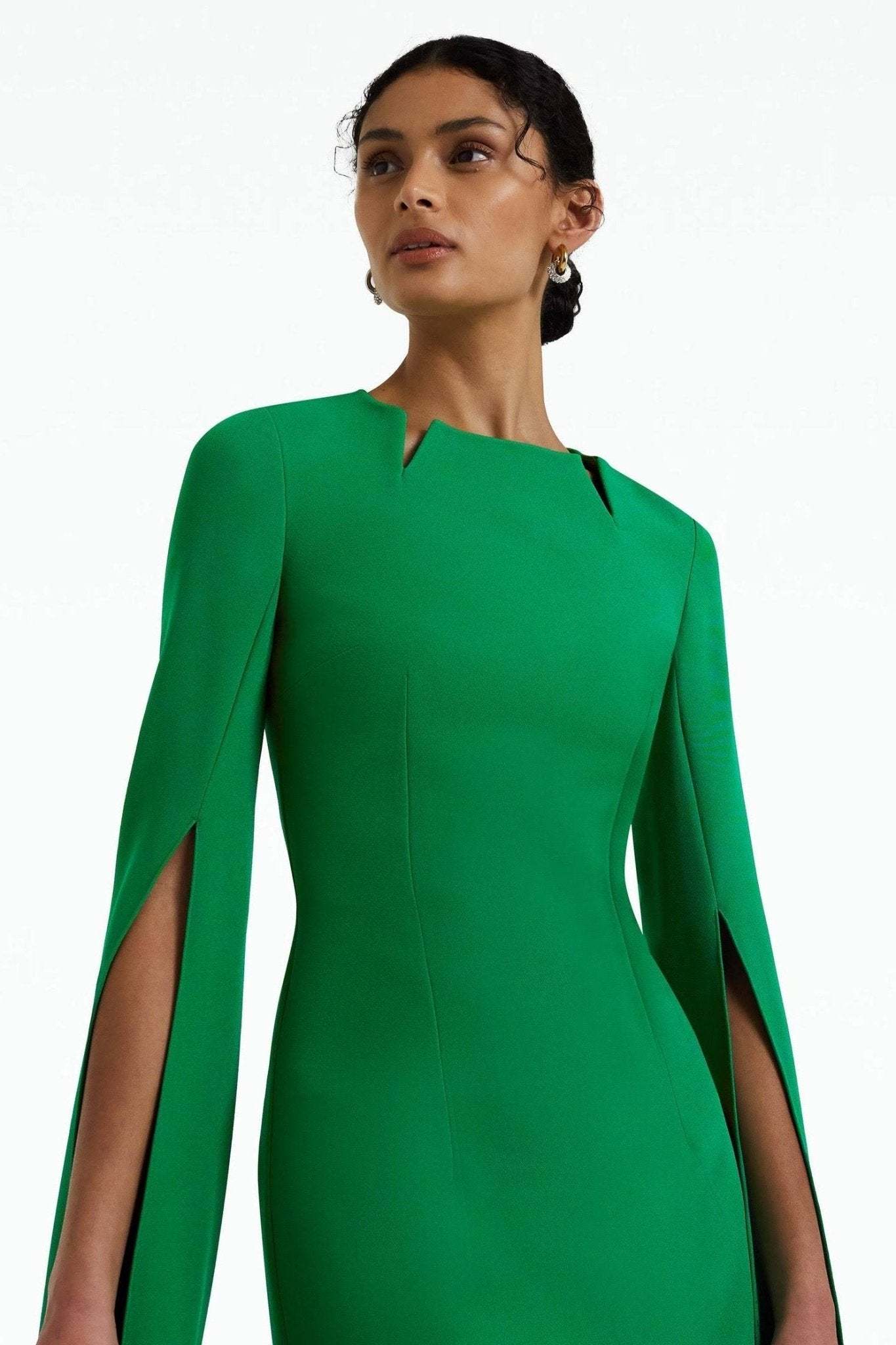 Madge Pointed Collar Long Sleeves Maxi Dress-Sunfere