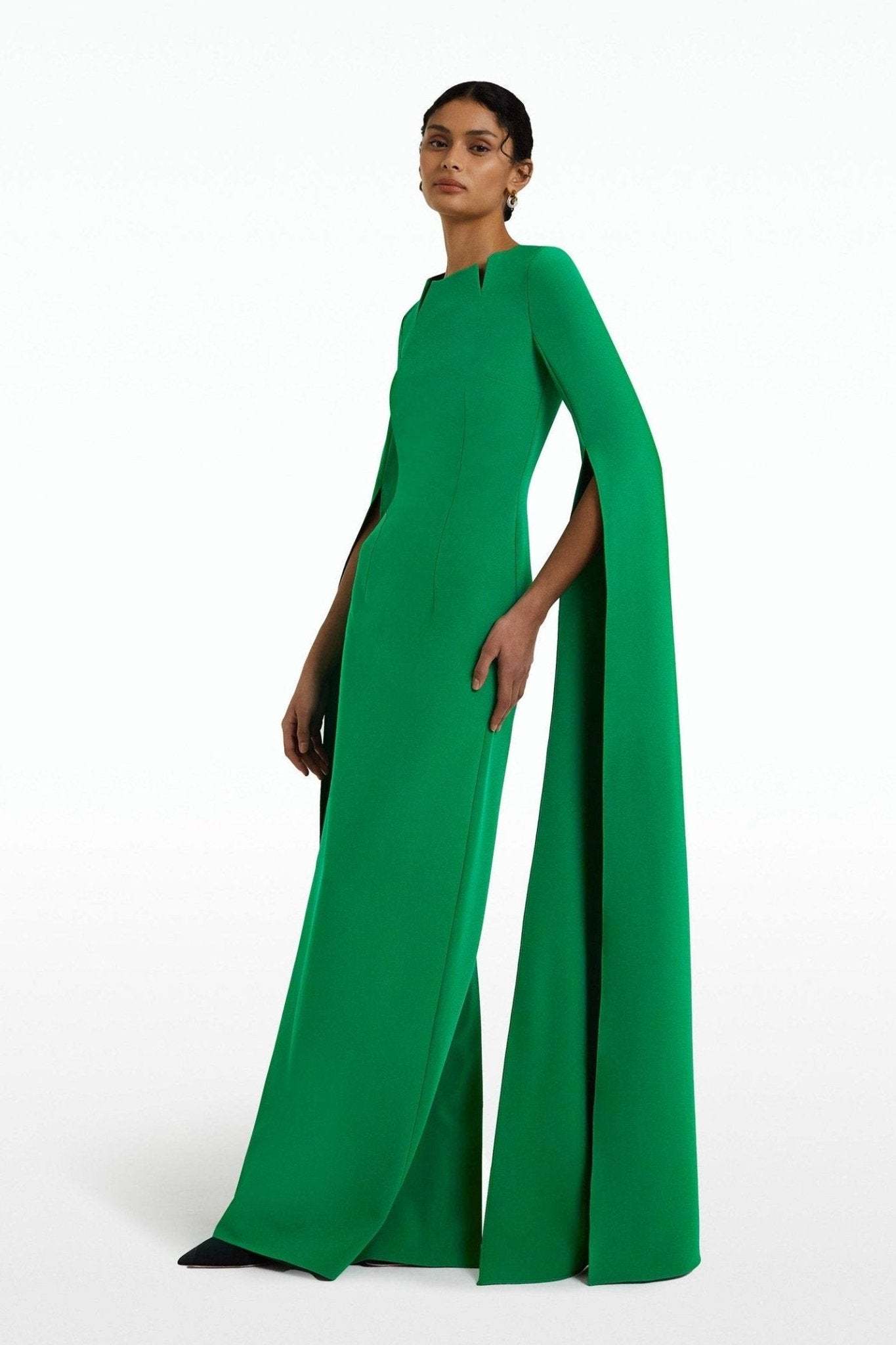 Madge Pointed Collar Long Sleeves Maxi Dress