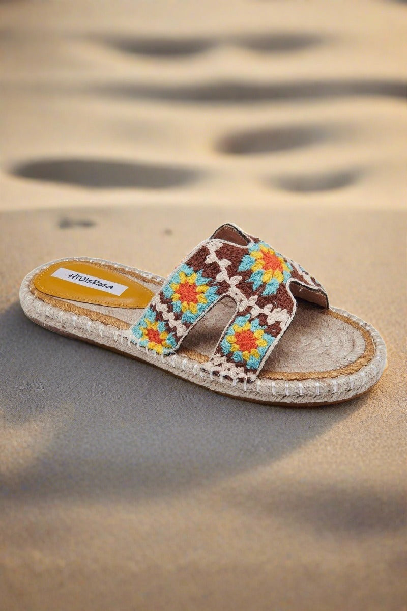shoes-Mag Crochet Espadrille Sandals-SSH00603282559-Brown-37 - Sunfere