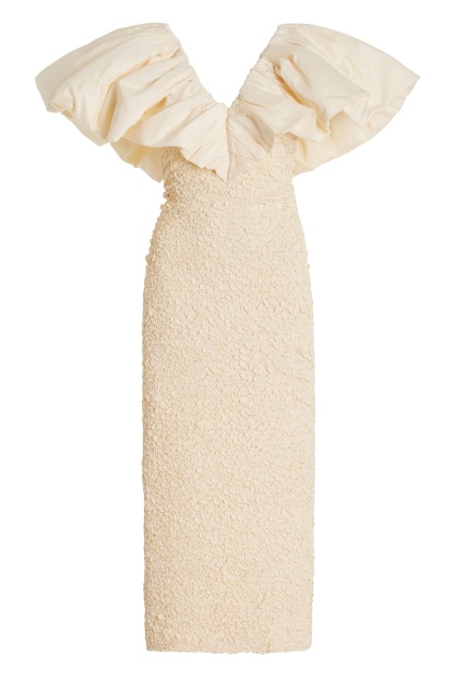 Darina Ruffle Textured Midi Dress