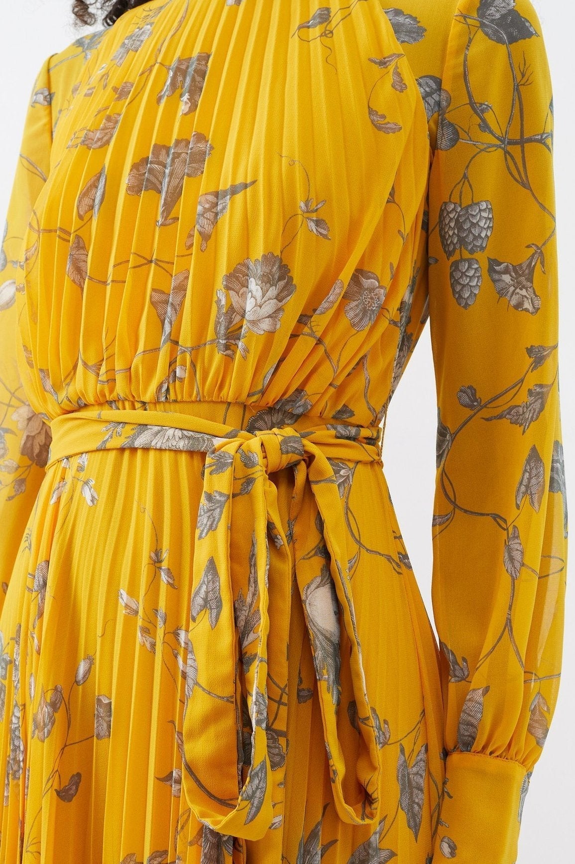 Marilyn Printed Plisse Chiffon Maxi Dress