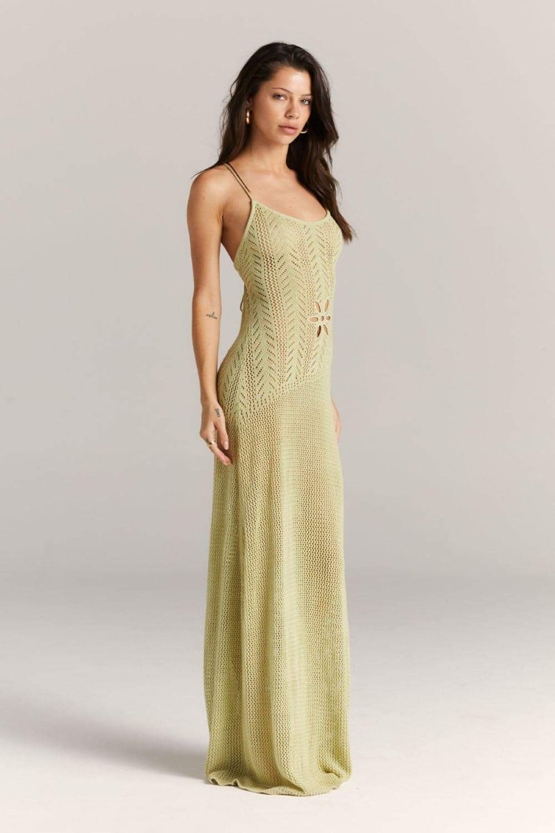 dresses-Marjorie Flower Cut-out Crochet Maxi Dress-SD00604122675-Green-S - Sunfere